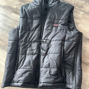 Heated Puffer Vest w/ Rechargeable Battery – Black Zip Up Winter Vest